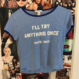 Forever 21 Early 2000s Style Slogan Crop Tee